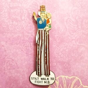 Vintage pin Stilt Walk to fight MD muscular dystrophy brooch jay cees